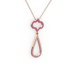 Vidonia Kolye - Rodolit garnet ve pembe kuvars 18 ayar rose altın kolye (40 cm rose altın rolo zincir) #jiw9xj