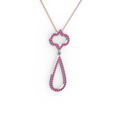 Vidonia Kolye - Rodolit garnet 8 ayar beyaz altın kolye (40 cm rose altın rolo zincir) #k5qizj