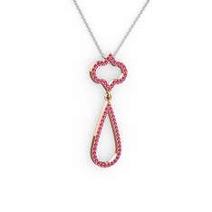 Vidonia Kolye - Rodolit garnet 925 ayar rose altın kaplama gümüş kolye (40 cm beyaz altın rolo zincir) #klmfsp