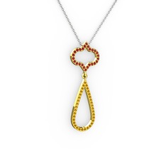 Garnet ve sitrin 8 ayar altın kolye (40 cm beyaz altın rolo zincir)