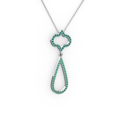 Vidonia Kolye - Kök zümrüt ve yeşil kuvars 925 ayar gümüş kolye (40 cm gümüş rolo zincir) #kxqs6l