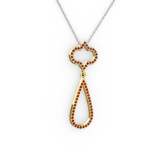 Vidonia Kolye - Kök yakut ve garnet 925 ayar altın kaplama gümüş kolye (40 cm beyaz altın rolo zincir) #l2ke85