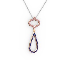 Vidonia Kolye - Pembe kuvars ve lab safir 14 ayar rose altın kolye (40 cm beyaz altın rolo zincir) #ldh7ah
