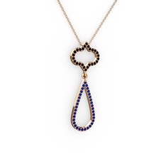 Vidonia Kolye - Siyah zirkon ve lab safir 8 ayar rose altın kolye (40 cm gümüş rolo zincir) #lds8yh