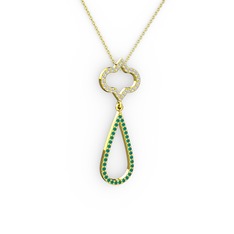 Vidonia Kolye - Beyaz zirkon ve kök zümrüt 925 ayar altın kaplama gümüş kolye (40 cm altın rolo zincir) #lg4jy9