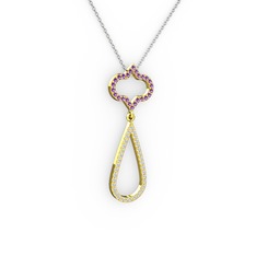 Vidonia Kolye - Ametist ve swarovski 14 ayar altın kolye (40 cm beyaz altın rolo zincir) #ljapxt