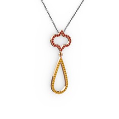 Vidonia Kolye - Garnet ve sitrin 8 ayar rose altın kolye (40 cm gümüş rolo zincir) #lyt88n