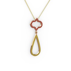 Vidonia Kolye - Garnet ve peridot 18 ayar rose altın kolye (40 cm altın rolo zincir) #m68pwf