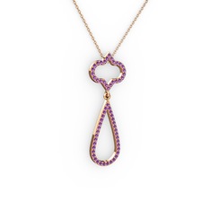 Vidonia Kolye - Ametist 925 ayar rose altın kaplama gümüş kolye (40 cm gümüş rolo zincir) #m6mcyp