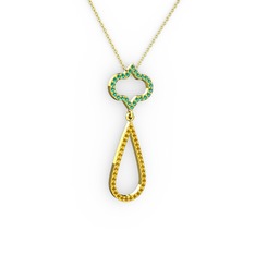 Vidonia Kolye - Yeşil kuvars ve sitrin 8 ayar altın kolye (40 cm altın rolo zincir) #mva3el