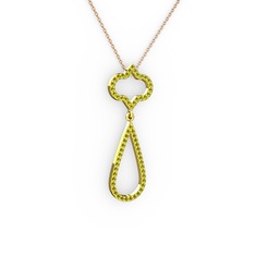 Vidonia Kolye - Peridot 18 ayar altın kolye (40 cm rose altın rolo zincir) #n67h20