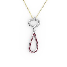 Vidonia Kolye - Swarovski ve kök yakut 925 ayar gümüş kolye (40 cm gümüş rolo zincir) #nlcs5o