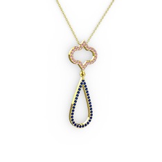 Vidonia Kolye - Pembe kuvars ve lab safir 925 ayar altın kaplama gümüş kolye (40 cm altın rolo zincir) #orlcpb