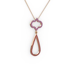 Vidonia Kolye - Ametist ve kök yakut 14 ayar rose altın kolye (40 cm gümüş rolo zincir) #ousknx