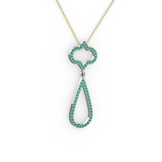 Vidonia Kolye - Yeşil kuvars 18 ayar beyaz altın kolye (40 cm altın rolo zincir) #phkyhs