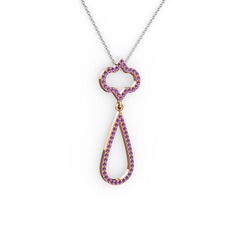 Vidonia Kolye - Ametist 18 ayar rose altın kolye (40 cm beyaz altın rolo zincir) #pkry70