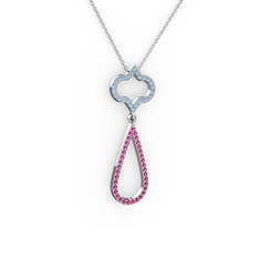 Vidonia Kolye - Akuamarin ve rodolit garnet 18 ayar beyaz altın kolye (40 cm gümüş rolo zincir) #pvllvr