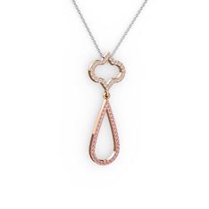 Vidonia Kolye - Swarovski ve pembe kuvars 925 ayar rose altın kaplama gümüş kolye (40 cm gümüş rolo zincir) #qj02yh