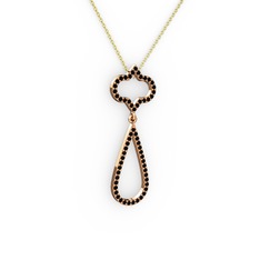 Siyah zirkon 14 ayar rose altın kolye (40 cm altın rolo zincir)