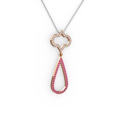 Vidonia Kolye - Swarovski ve rodolit garnet 14 ayar rose altın kolye (40 cm beyaz altın rolo zincir) #sfi39a
