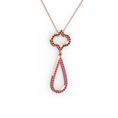 Vidonia Kolye - Kök yakut ve rodolit garnet 925 ayar rose altın kaplama gümüş kolye (40 cm rose altın rolo zincir) #tdgsq8