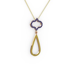 Vidonia Kolye - Lab safir ve peridot 18 ayar rose altın kolye (40 cm gümüş rolo zincir) #uk1kdu