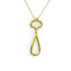 Vidonia Kolye - Peridot 14 ayar altın kolye (40 cm altın rolo zincir) #urn625