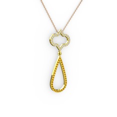 Vidonia Kolye - Pırlanta ve sitrin 18 ayar altın kolye (0.288 karat, 40 cm rose altın rolo zincir) #v7k3gk