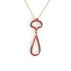 Vidonia Kolye - Garnet ve kök yakut 18 ayar rose altın kolye (40 cm altın rolo zincir) #vaa8uv