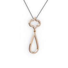 Vidonia Kolye - Beyaz zirkon ve swarovski 8 ayar rose altın kolye (40 cm gümüş rolo zincir) #vh9ndm