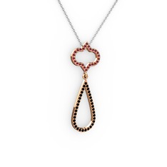 Vidonia Kolye - Kök yakut ve siyah zirkon 925 ayar rose altın kaplama gümüş kolye (40 cm beyaz altın rolo zincir) #wqu82y