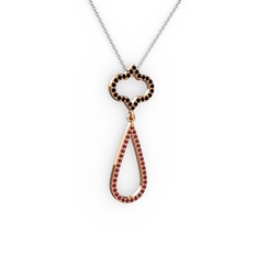 Vidonia Kolye - Siyah zirkon ve kök yakut 8 ayar rose altın kolye (40 cm gümüş rolo zincir) #yiq0eq
