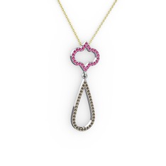 Vidonia Kolye - Rodolit garnet ve dumanlı kuvars 18 ayar beyaz altın kolye (40 cm gümüş rolo zincir) #ymbfqo