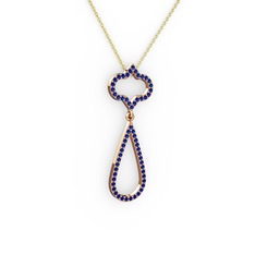 Vidonia Kolye - Lab safir 925 ayar rose altın kaplama gümüş kolye (40 cm altın rolo zincir) #yziajh