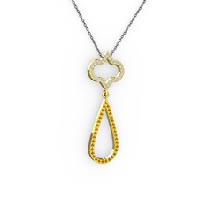 Swarovski ve sitrin 8 ayar altın kolye (40 cm gümüş rolo zincir)
