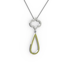 Vidonia Kolye - Swarovski ve peridot 8 ayar beyaz altın kolye (40 cm gümüş rolo zincir) #zfgvhv