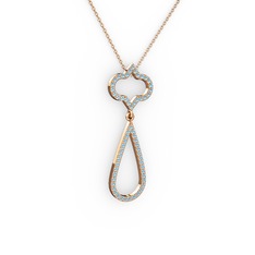 Vidonia Kolye - Akuamarin 925 ayar rose altın kaplama gümüş kolye (40 cm gümüş rolo zincir) #zmucx5