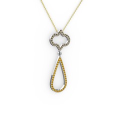 Vidonia Kolye - Dumanlı kuvars ve sitrin 925 ayar gümüş kolye (40 cm altın rolo zincir) #zt83r