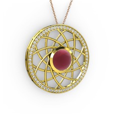 Vanida Kolye - Kök yakut ve pırlanta 8 ayar altın kolye (0.66 karat, 40 cm rose altın rolo zincir) #10drxu1