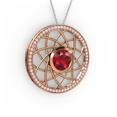 Vanida Kolye - Garnet ve pembe kuvars 925 ayar rose altın kaplama gümüş kolye (40 cm gümüş rolo zincir) #10qfvx1