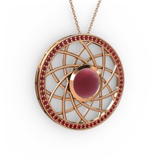 Vanida Kolye - Kök yakut ve garnet 18 ayar rose altın kolye (40 cm rose altın rolo zincir) #118qqcj