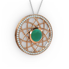 Vanida Kolye - Kök zümrüt ve akuamarin 8 ayar rose altın kolye (40 cm beyaz altın rolo zincir) #11xk9sl