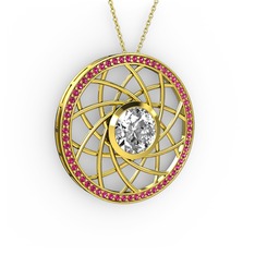 Vanida Kolye - Swarovski ve rodolit garnet 925 ayar altın kaplama gümüş kolye (40 cm gümüş rolo zincir) #122eyfe