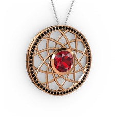 Vanida Kolye - Garnet ve siyah zirkon 14 ayar rose altın kolye (40 cm beyaz altın rolo zincir) #13idp72