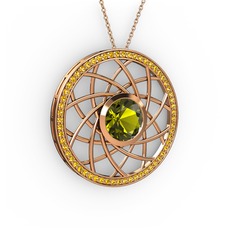 Vanida Kolye - Peridot ve sitrin 14 ayar rose altın kolye (40 cm rose altın rolo zincir) #144b3hx