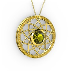 Peridot ve sitrin 14 ayar altın kolye (40 cm altın rolo zincir)