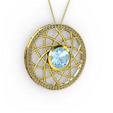 Vanida Kolye - Akuamarin ve dumanlı kuvars 18 ayar altın kolye (40 cm gümüş rolo zincir) #14eakc2