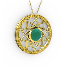 Vanida Kolye - Kök zümrüt ve sitrin 925 ayar altın kaplama gümüş kolye (40 cm gümüş rolo zincir) #1531rt6