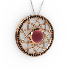 Vanida Kolye - Kök yakut ve siyah zirkon 925 ayar rose altın kaplama gümüş kolye (40 cm beyaz altın rolo zincir) #15eyzz0