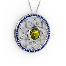 Vanida Kolye - Peridot ve lab safir 925 ayar gümüş kolye (40 cm gümüş rolo zincir) #16d31j6